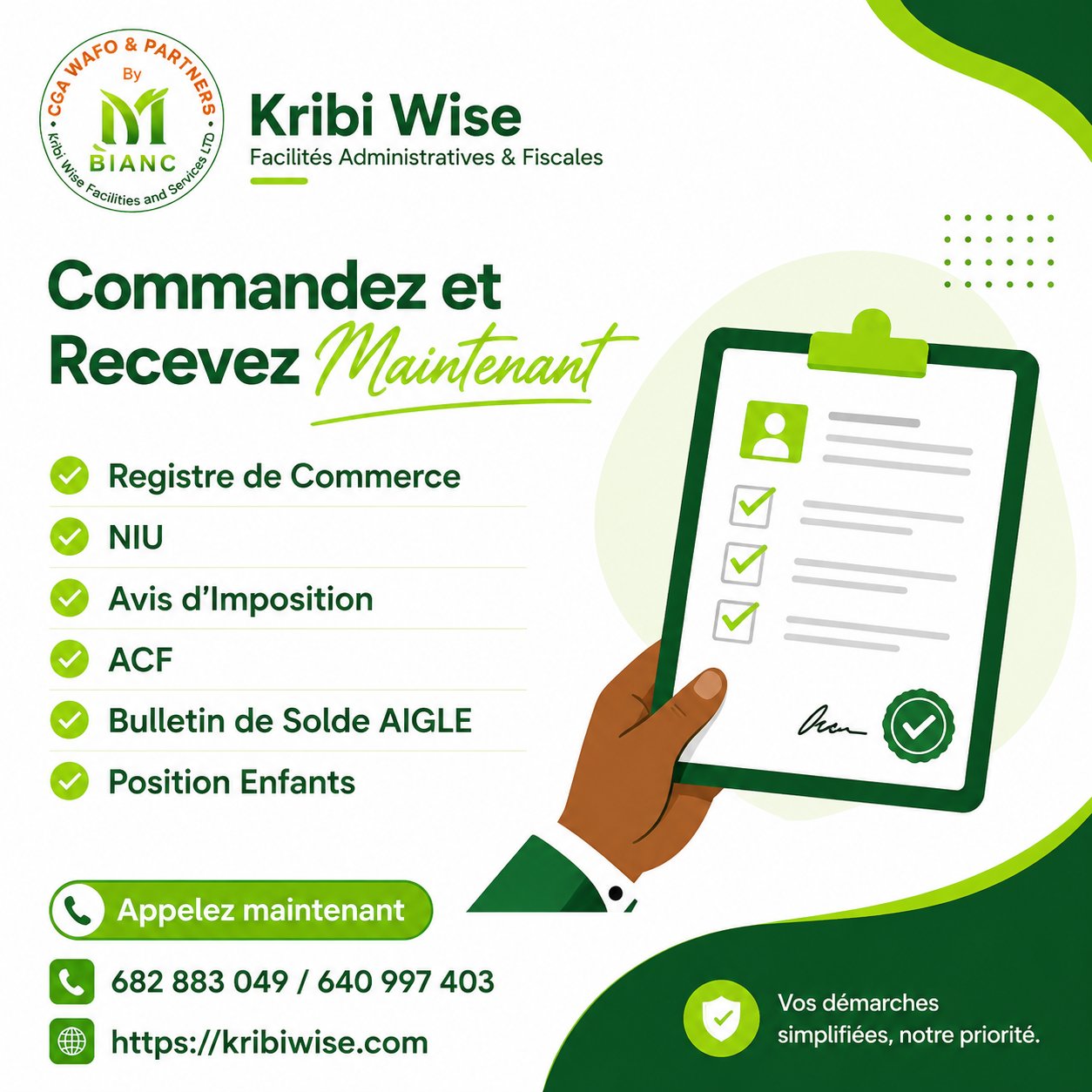Commandez et Recevez vos documents administratifs — Kribi Wise